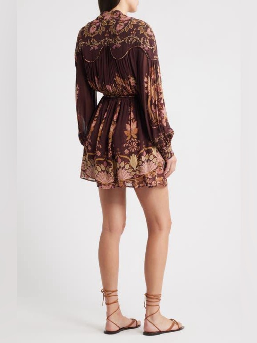 FARM Rio Bella Mini Dress | Burgundy Floral | Long Sleeve | Size XS | NWT - Picture 2 of 5